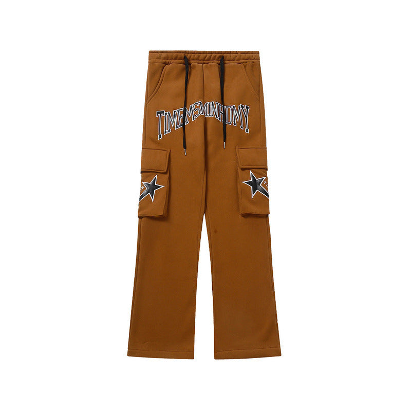 Cargo Pants Large Pocket Overalls Fleece Lined