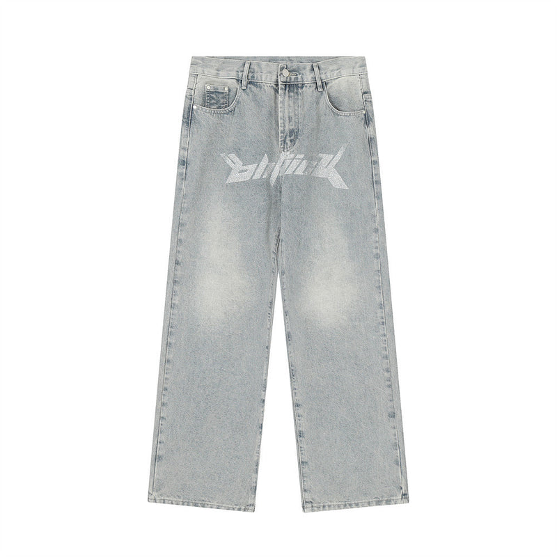 Men Jeans USD Printing Hip Hop Casual Loose