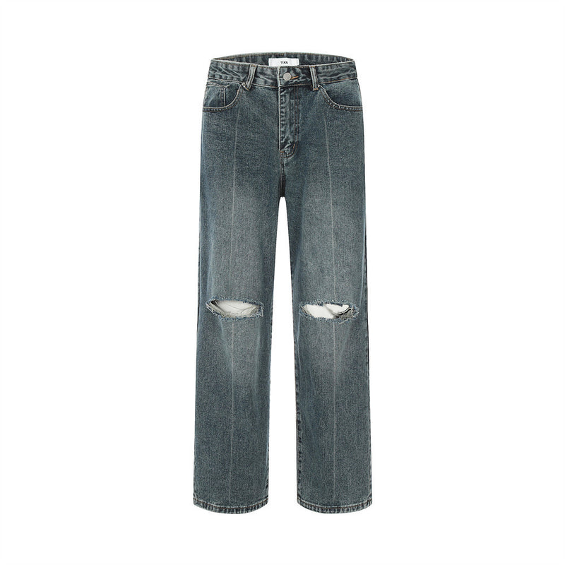 Men Jeans Ripped Distressed Casual Loose