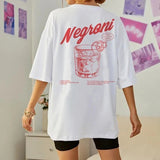 Women Oversized Hip Hop Streetwear Cotton T-Shirt Back Print