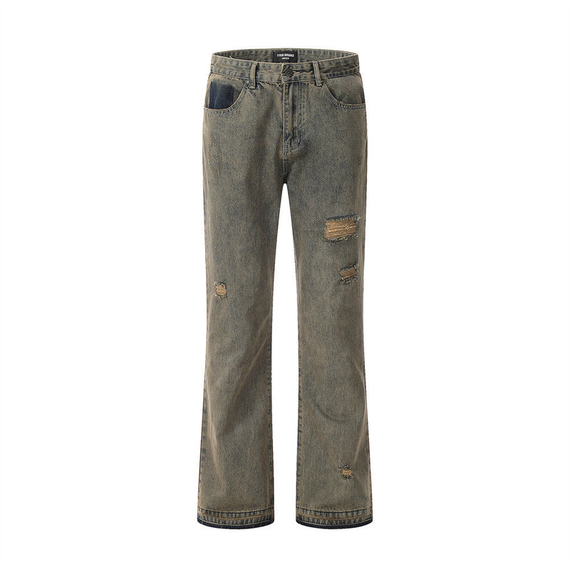 Men Jeans Ripped Leisure Raw Edges