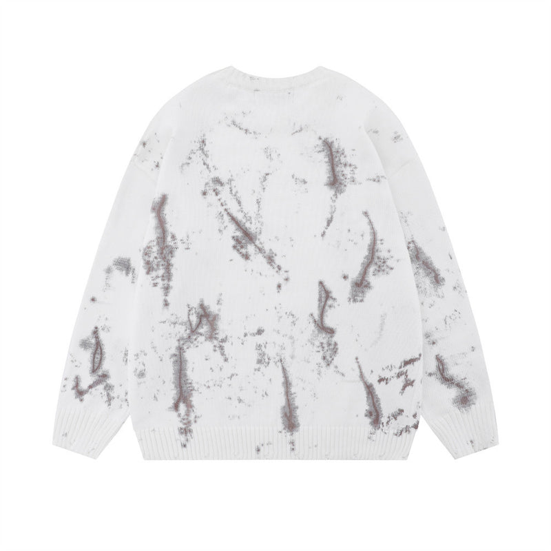 Men Sweater Splash-Ink Tie-Dyed Sweater Loose Autumn and Winter