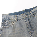 Men Jeans Loose All-Match Side Slit Stitching Zipper