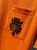 CHH Chrome Hearts T Shirts Orange Sword Cross Horseshoe Short Sleeve T-shirt