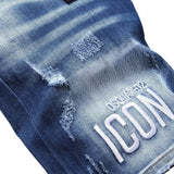 DSQ2 Short Jeans Ripped Patch Slim-fit Stretch Denim Shorts