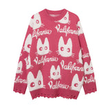 Women Sweater Cartoon Jacquard Knitted Idle Style