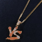 Jewelry VS Alphabet Trend Pendant Copper Inlaid Zircon Full Diamond Necklace Spectrum Alphabet Pieces