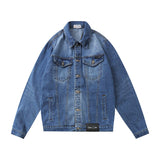Palm Angels Jacket Printed Denim Jacket Washed Loose-Fitting Denim Clothes