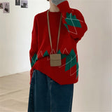Women Pullover Sweater Vintage Loose Thick Knitted