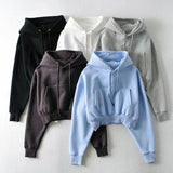 Women Hoodie Fleece-lined Hot Girl Loose Solid Color