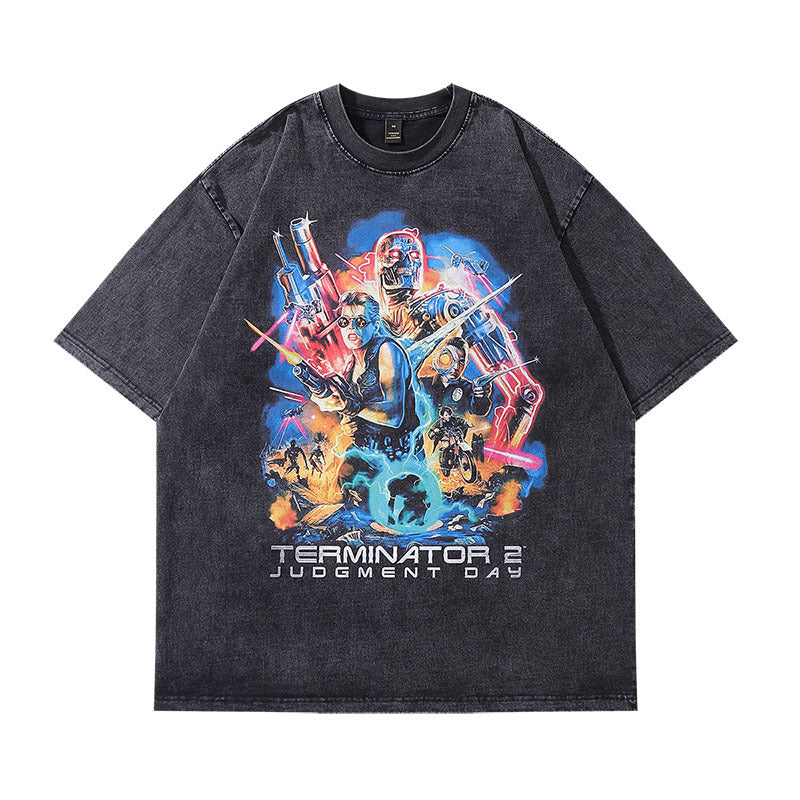 Men T-Shirt Retro Heavy Loose and Idle