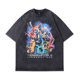 Men T-Shirt Retro Cartoon Print Distressed Loose
