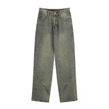 Men Jeans Distressed Stitching Zipper Decorations