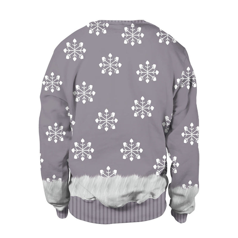 Ugly Christmas Sweater Cartoon Digital Printing Pattern Pullover round Neck Couples Sweater
