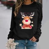 Black Christmas Sweater Christmas Pattern round Neck Sweater for Women