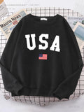 Usa American Flag Patriotic Street Hoody Women simple Oversize