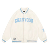 Men Cotton Padded Jacket Coat Winter Loose Letter Embroidery Cotton Casual Long-Sleeved Jacket Baseball Uniform