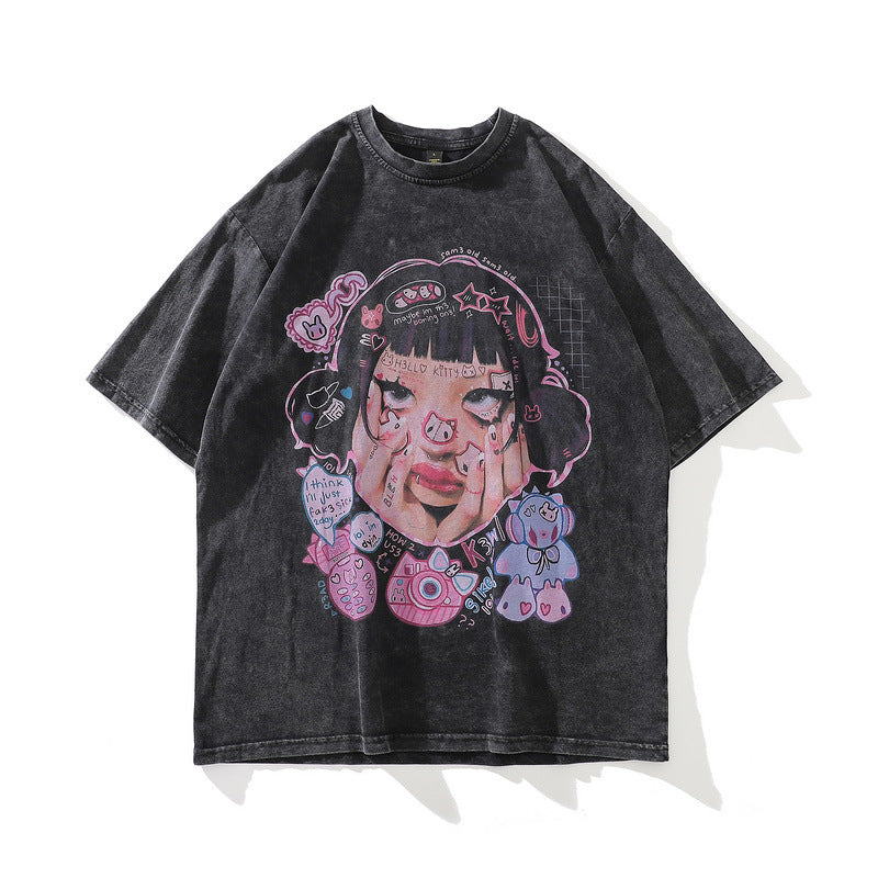 Men's T-Shirt Printed Short-Sleeved T-shirt Men's and Women's Loose