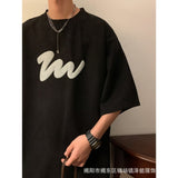 Men T Shirt Suede Summer Vintage Puff Print