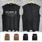 Purple Brand Distressed Tank T Shirts Distressed Sleeveless T-shirt Vest