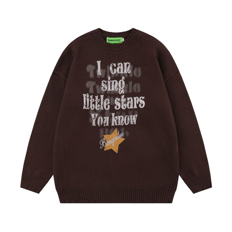 Women Sweater Contrast Color Loose Knitted Sweater