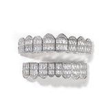 Grillz HIPHOP Real Gold Plating T Square 8 Teeth Zircon Braces Spectrum