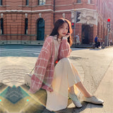 Women Knitted Cardigan Loose Fashion Plaid
