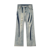 Men Jeans Irregular Stitching Loose Hole