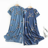 Women Dresses Vintage Embroidery Denim Skirt