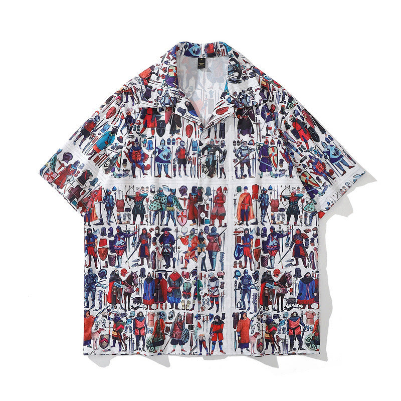 Short Sleeve Shirt Retro Loose Hawaii Flower Shirt