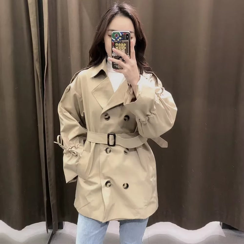 Women Trench Coat Mid-Length Trench Coat Casual Cardigan
