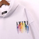 Amiri Hoodie OW Rainbow Letter Pattern Pullover Hooded Sweater