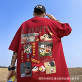 Men T Shirt Heavy Loose plus Size Cartoon Print