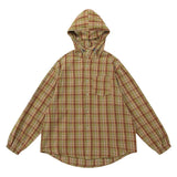Men Long Sleeved T Shirt Hooded Plaid Shirt Men Spring Autumn Outdoor Sports and Casual Loose Long Sleeve