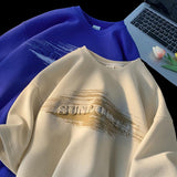 Men T Shirt Waffle Retro Loose Casual