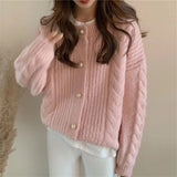 Women Knitted Cardigan Loose Retro Sweater