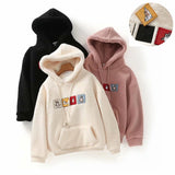 Women Hoodie Lambswool Fleece-lined Thick Loose