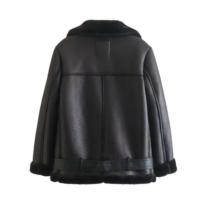 Women Cotton Coat Casual Leather Jacket