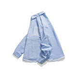 Unisex Shirt Patchwork Stripes Loose Casual Jacket