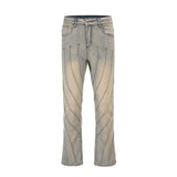 Men Jeans Topstitching Personality Design Loose