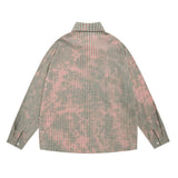Men Long Sleeved T Shirt Plaid Tie-Dye Long Sleeve Shirt Men's Embroidery Lapel Shirt Coat Spring and Autumn