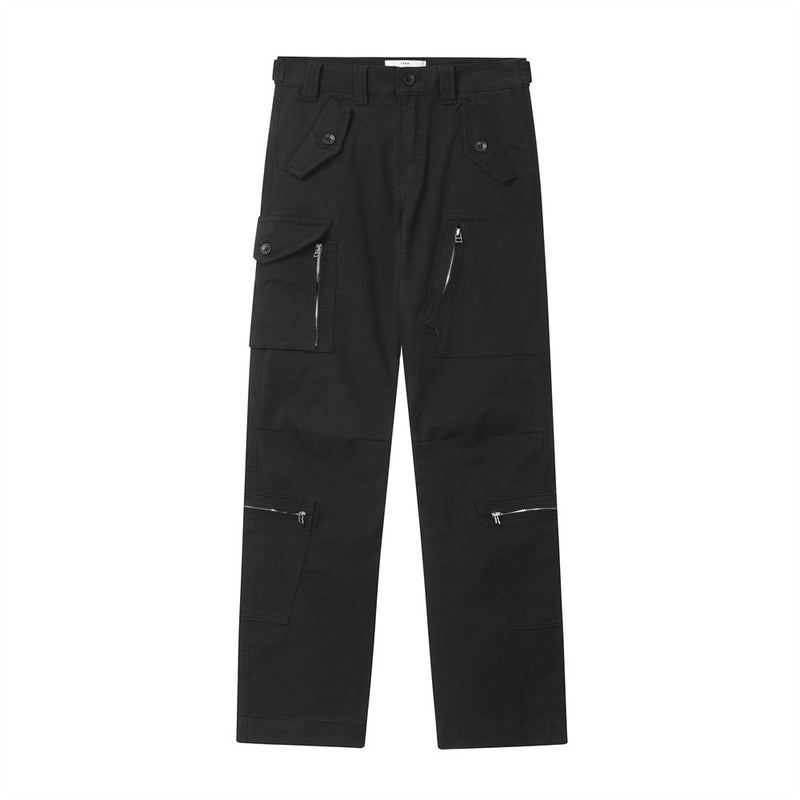 Men Jeans Metal Zipper Multi-Pocket Punk
