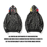 Bathing Ape Hoodie Checkered Embroidered Black and Grey Sweater Zipper Hooded Jacket Cardigan