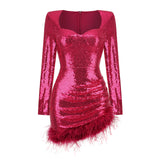 Women Dress Plush Sequins Temperament Dress