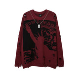 Women Sweater Printed Sweater Men and Women Retro Loose
