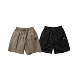 Unisex Shorts Embroidered Khaki Nylon Loose