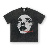 Vintage T-shirts American Street Print Short Sleeve T-Shirt Washed Old T-Shirt