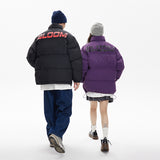 Unisex Coat Winter Stand-up Collar Cotton-Padded Coat Thickened Plaid