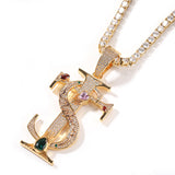 Jewelry TS Cross Pendant Necklace Copper with Colored Zircon Hip Hop Necklaces Word Up Crosses Animal Black Mamba