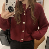 Women Knitted Cardigan Short Retro Loose Knitted Cardigan